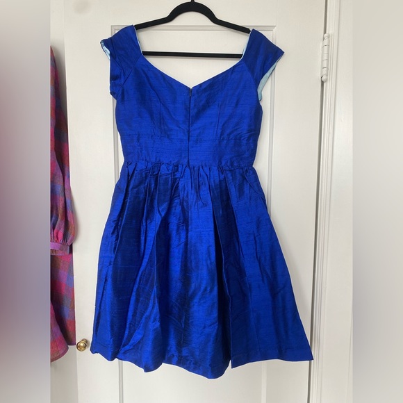 Royal blue silk dupioni dress with keyhole - Picture 3 of 3